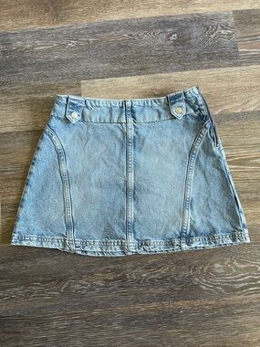 We the Free Runway Light Blue Denim A-Line Mini Skirt